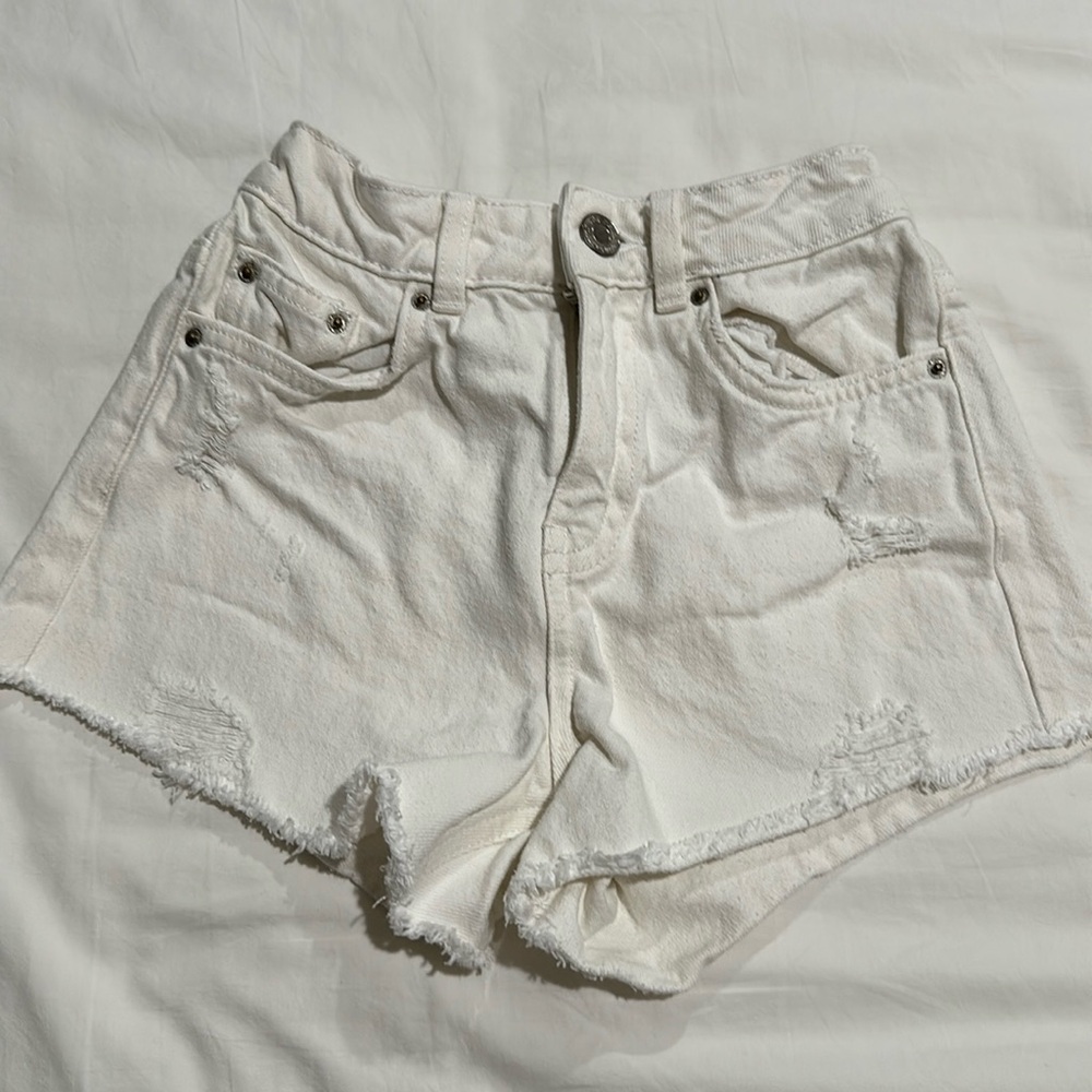 Zara girls fray hem white shorts